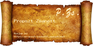 Propszt Zsanett névjegykártya